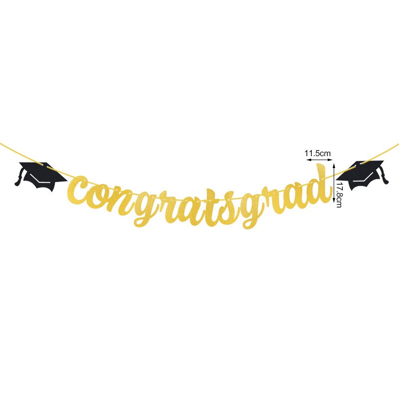 Graduation Party Bunting Banner Gold Black Paper Letter Flags Paper Garland Gratuation Party Decor Congrats Grad Congratulations: B03