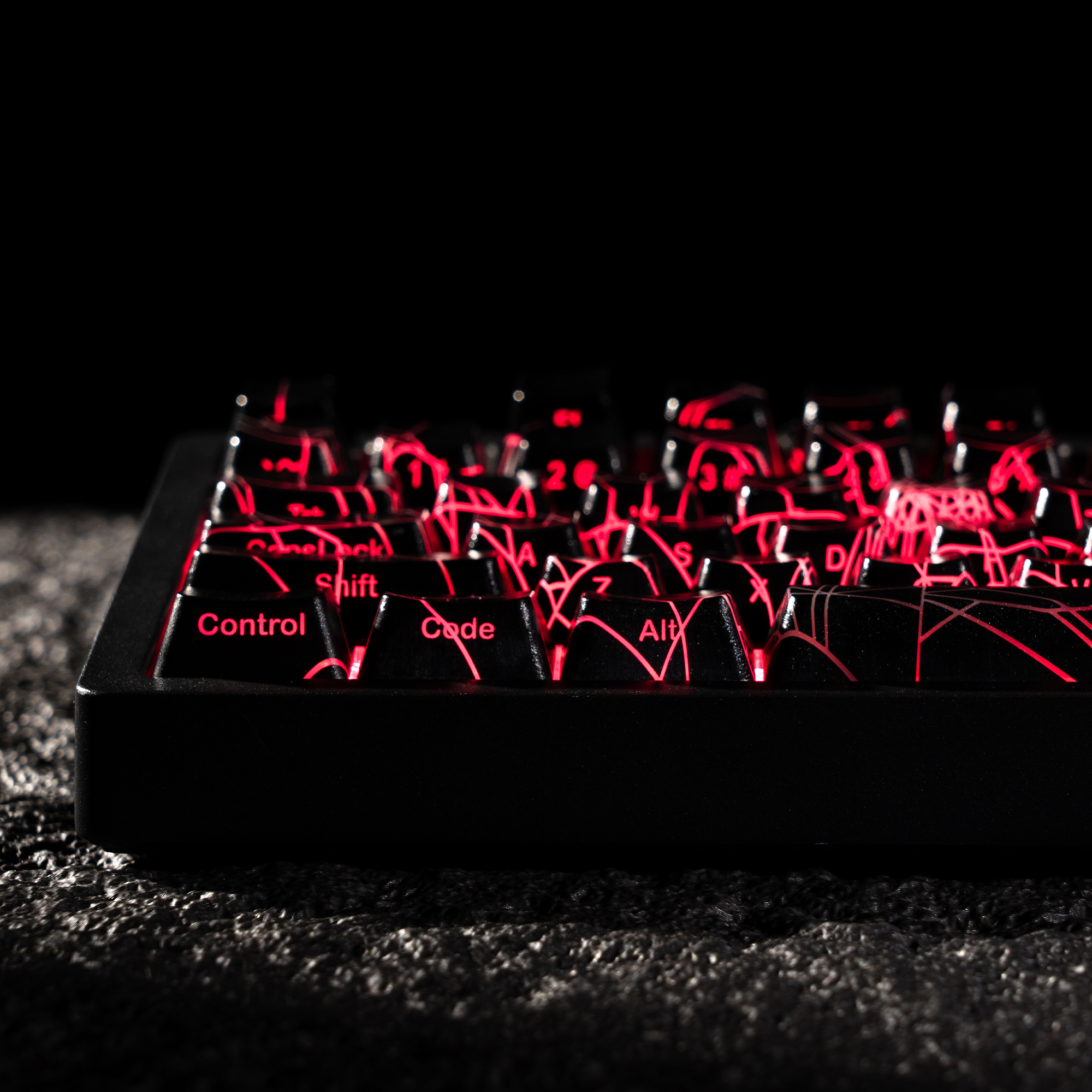 XVX Spider Web-versie Patroon Shine Through OEM-profiel IMD-Tech Keycap Set Zwarte Keycaps (alleen keycaps) 118 toetsen