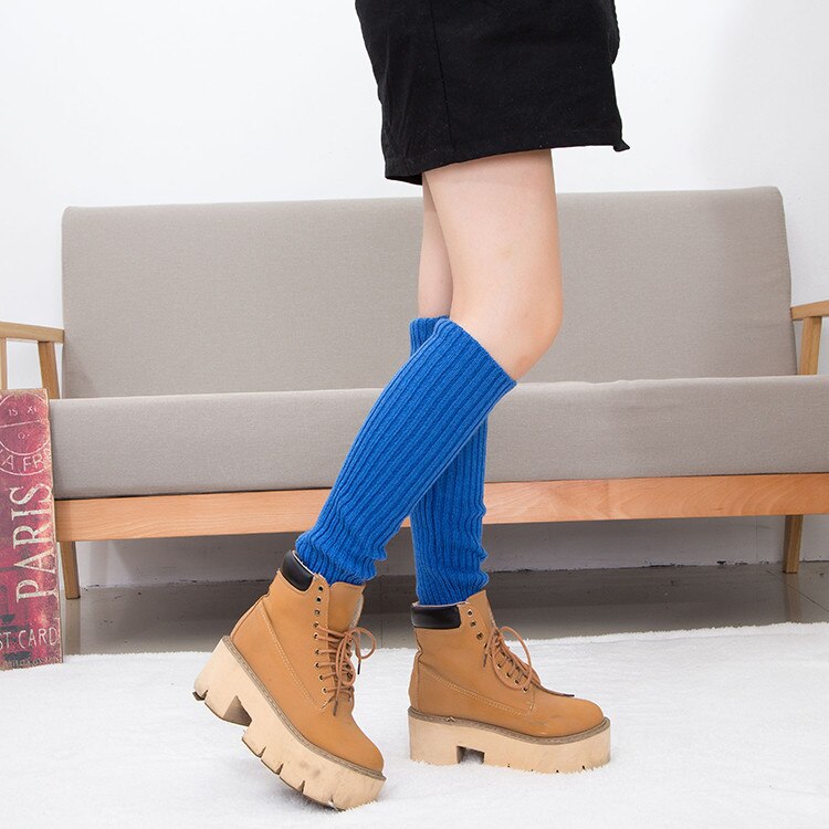 Calentadores de piernas para mujer elegantes de invierno abrigados a la para mujer estilo coreano tejido para mantener la rodilla estudiantes ocio mujer Chic: dark blue