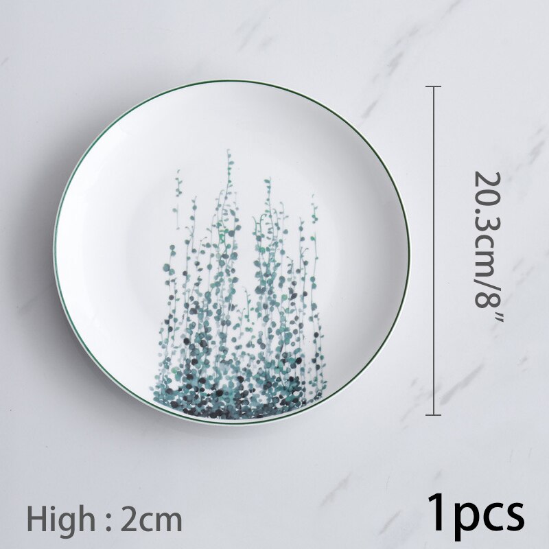 1pcs Christmas Ceramic Plate Handcraft Green Plants Porcelain serving Platter Steak Plates Dishes Home Kitchen Decoration: Plate DS3415