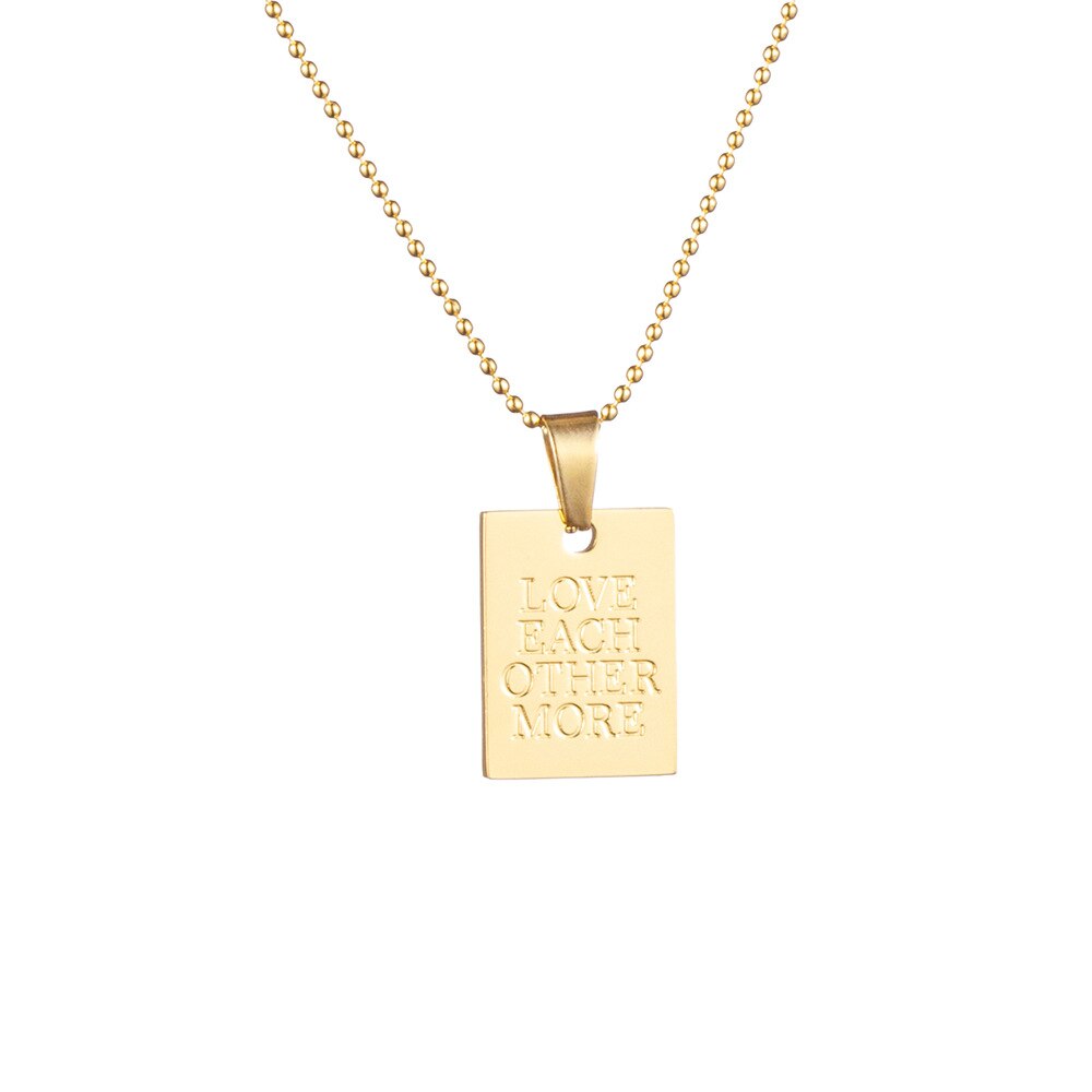 Collier avec pendentif en acier inoxydable pour femmes, couleur or, , accessoire de bijouterie, Alphabet d'amour, bénédiction: lover each other / Argent