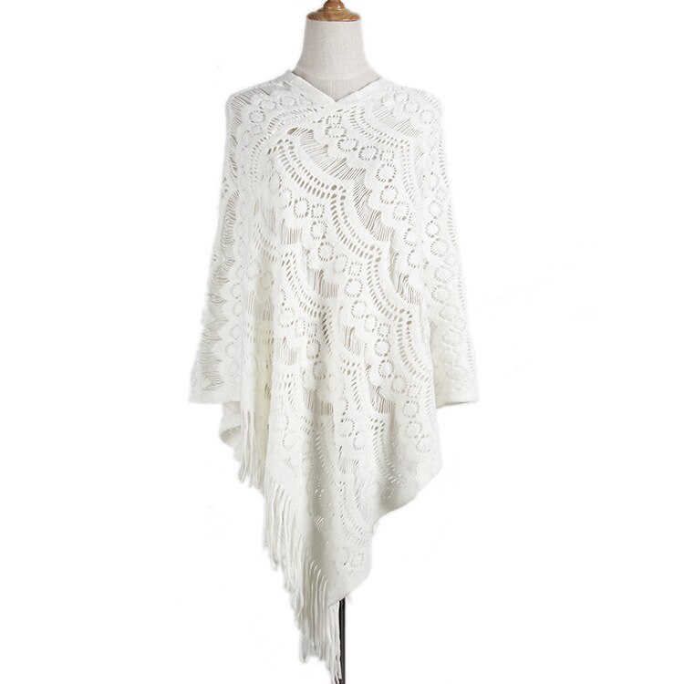 Sweater Red White Lady Pullover Tops Hollow Out Autumn Sweater Woman Cloak European Style Christmas