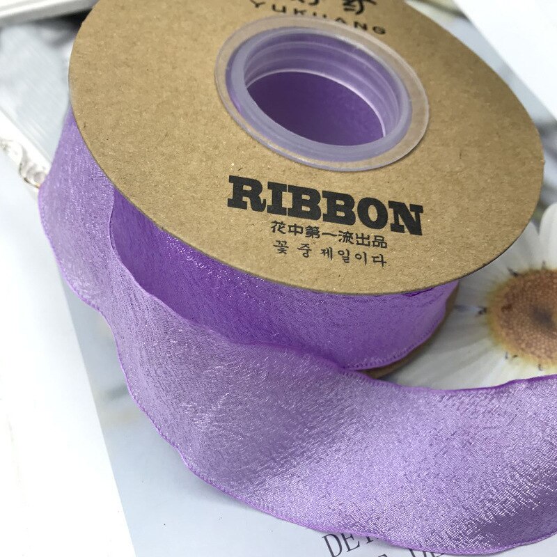 Cinta de gasa arrugada de 25 yardas y 40mm, Material para tocados Diy, para Tartas, flores estilo Bandage, accesorios de decoración de ropa: purple