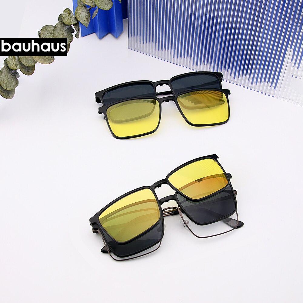 X107 Clip-on Glasses Frame Optical Prescription Eyeglasses with Magnetic Polarized Cool Metal Eyewear Frame