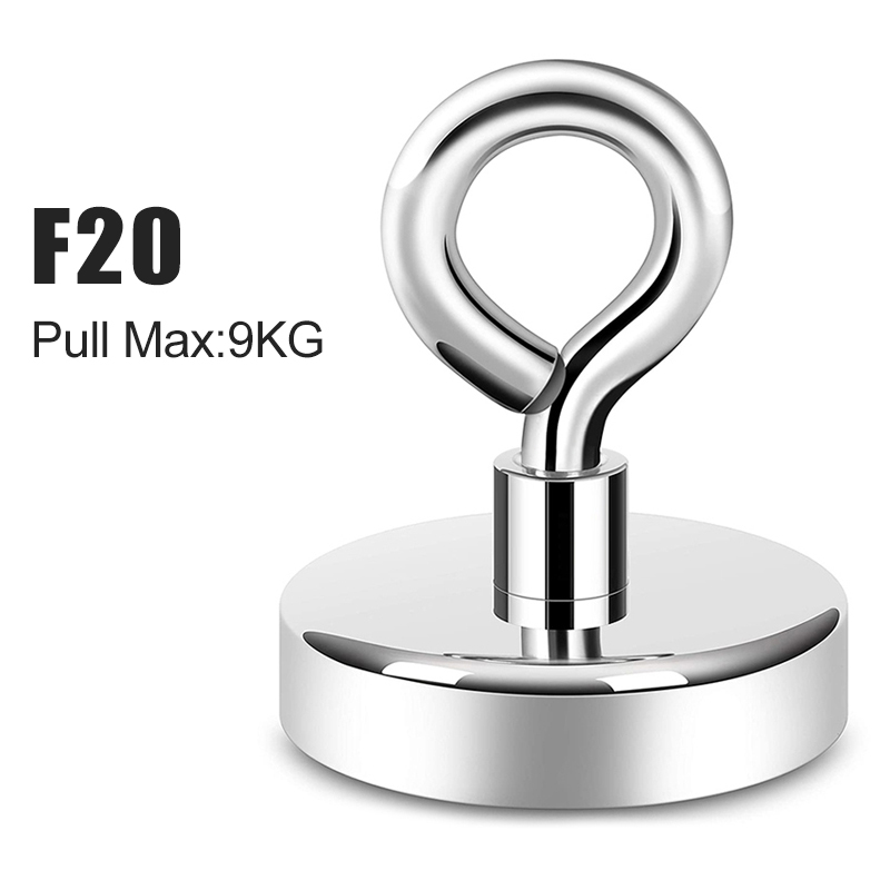 1Pc Super Sterke Neodymium Magneet Pot Vissen Salvage Magneten Neodymium Ronde Krachtige Magnetische Haak Zee Vissen Magneet Zoeker: F20 Pull Max 9KG