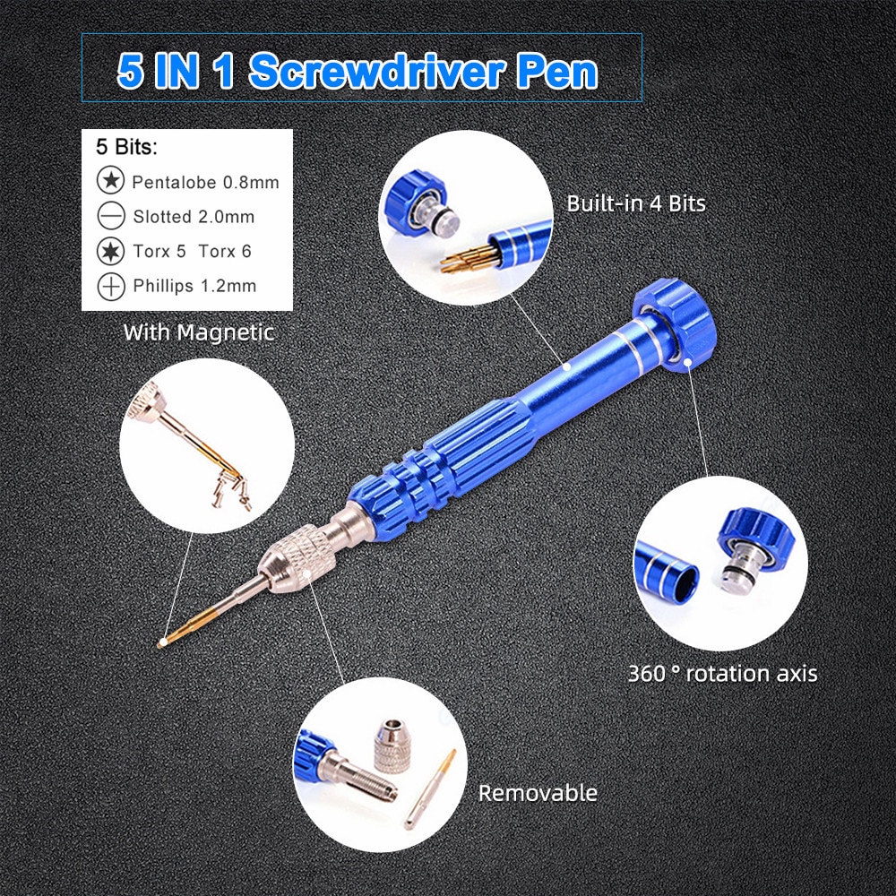 thumbnail interactive-video image 1 of Koocu T2 Torx Precision Magnetic Screwdriver For Phone & Electronics Repair (Kit) 1 of 3