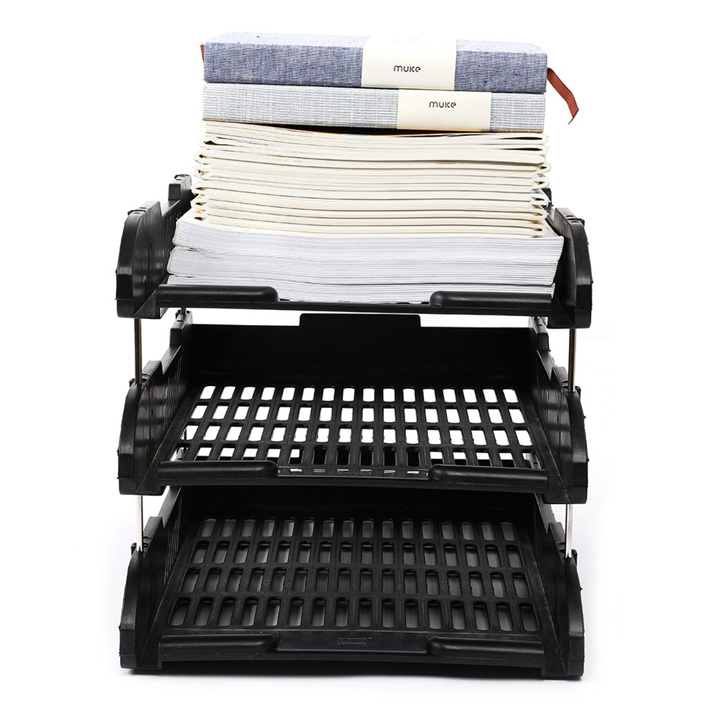 3 Layers Plastic File Basket, Thicken Plastic File Desktop Storage Shelf, Rack Document Holder, School Home Office Supplies
