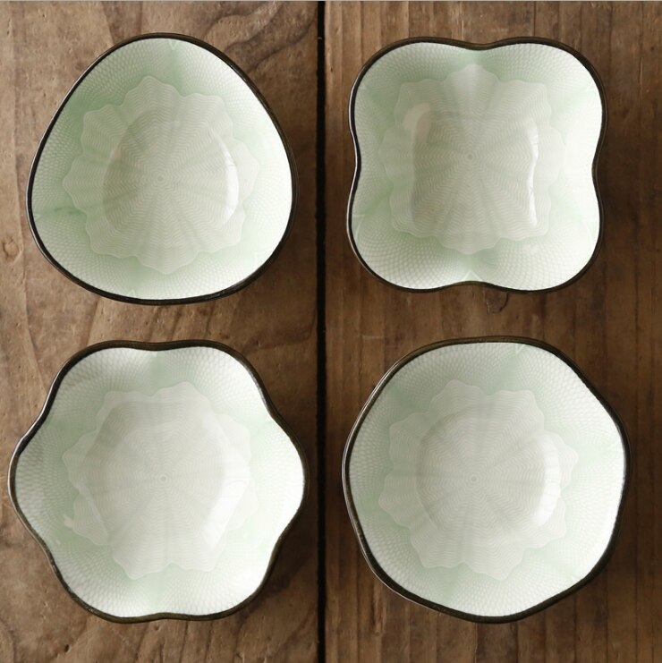 4 piezas de vajilla de cerámica esmaltada para encurtidos caseros, condimentos, platos pequeños para utensilios de cocina: 5