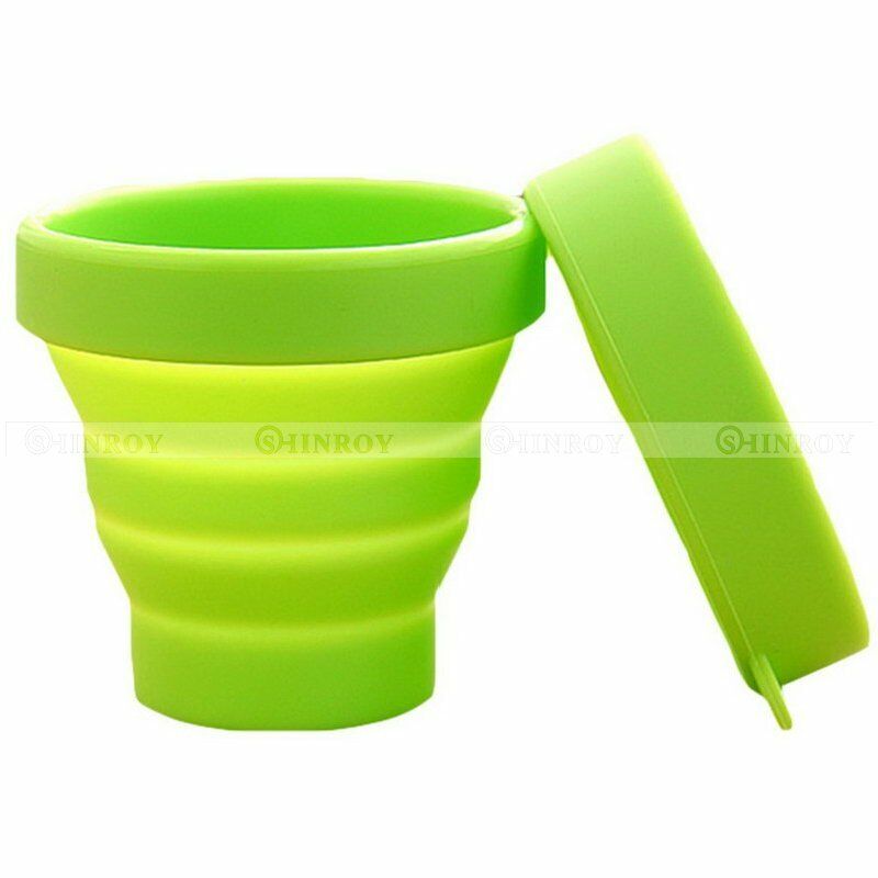 Gobelet télescopique pliable en Silicone, Portable, voyage en plein air, pique-nique, Camping, sport, bain de bouche télescopique: green