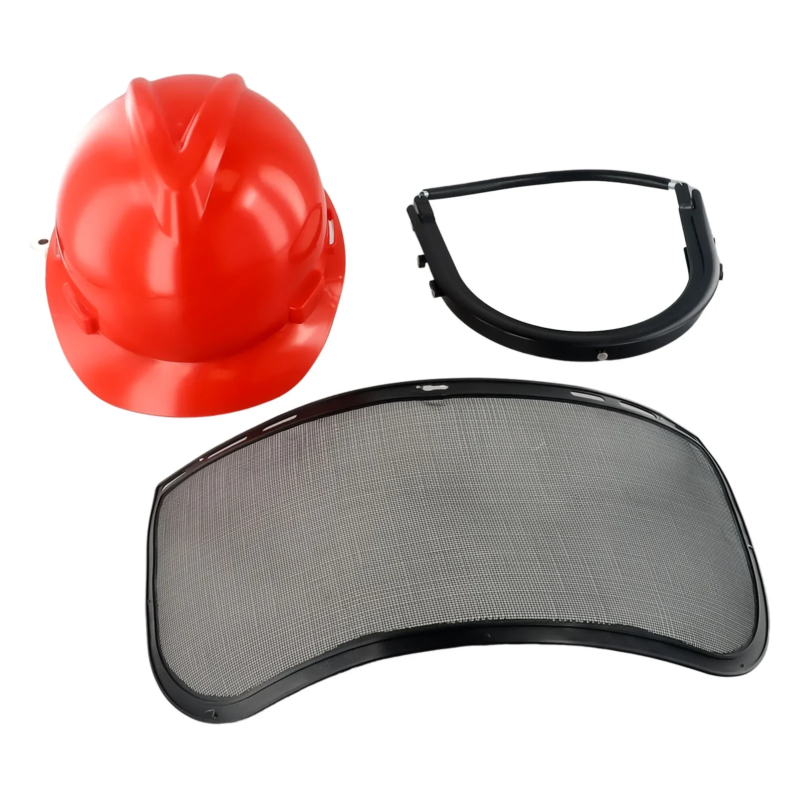Buiten Kettingzaag Helm Trimmer Masker Bosmaaier Plastic + Mesh Gezicht Vliegende Objecten Werken Rood + Zwart Bescherm Veiligheid