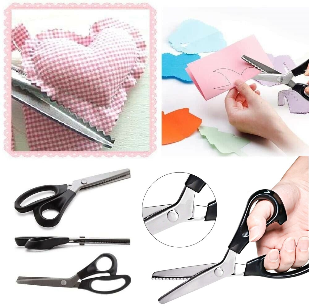 Tijeras de Pinking para manualidades, 9 pulgadas, zigzag, tela de cuero, corte de papel, herramientas hechas a mano DIY, tijeras de costura a medida