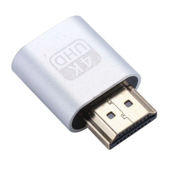 4K HDMI Dummy Plug Headless Ghost Display Emulator 3840x2160@60Hz High Resolution Virtual Monitor Display Adapter: Silver