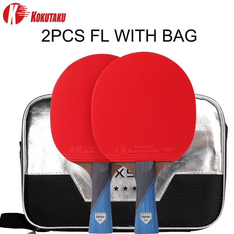 KOKUTAKU-raqueta de tenis de mesa , 5 estrellas, ITTF, pala de ping pong de fibra de carbono, 868, doble cara, granos de goma: 2 FL