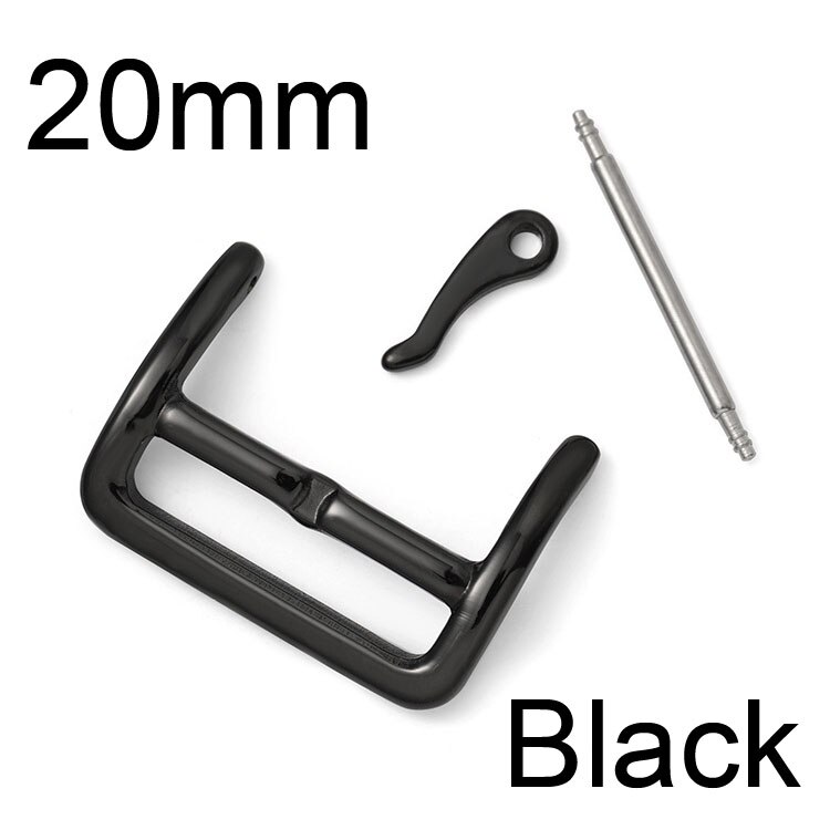Stainless Steel Watch Strap Buckle 16mm 18mm 20mm 22mm 316L Glossy Polish Replacement Watchband Clasp Band Repair Tool Part: 20mm Black