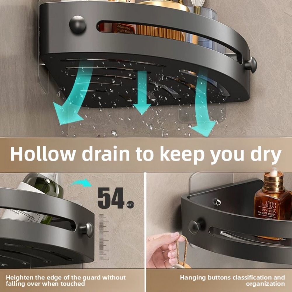 Badkamer Opbergrek Shampoo Rek Badkamer Plank Legering Make-up Organizer Douche Accessoires Geen Boor Muur Hoekplank