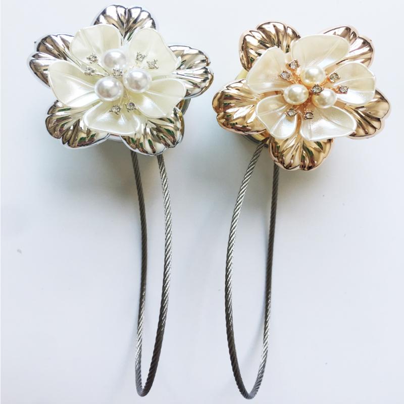 1pc gouden zilveren bloemendraadgordijnen met magneetsluiting, magnetische gordijnhouder, gordijnbandaccessoires