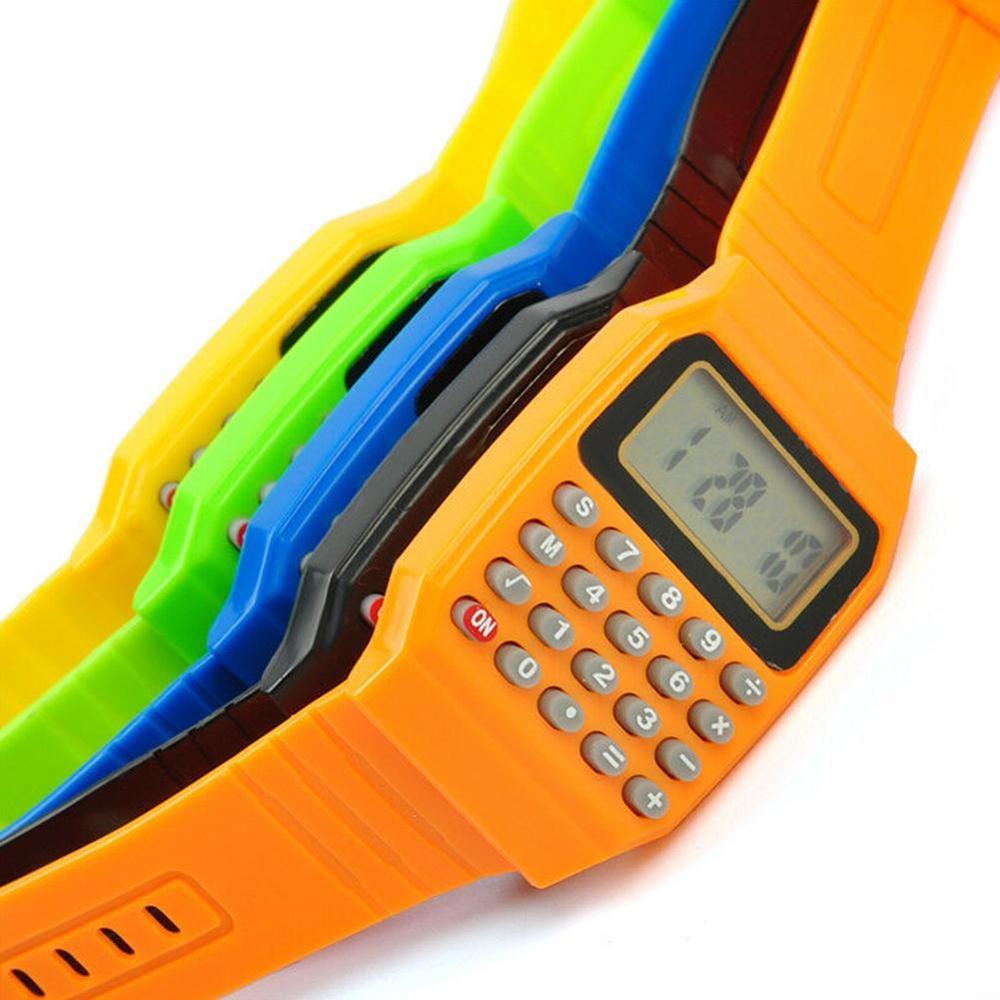 Child Silicone Electronic Calculator Date Time Multifunction Watch Wrist Calculator Watches P8H3