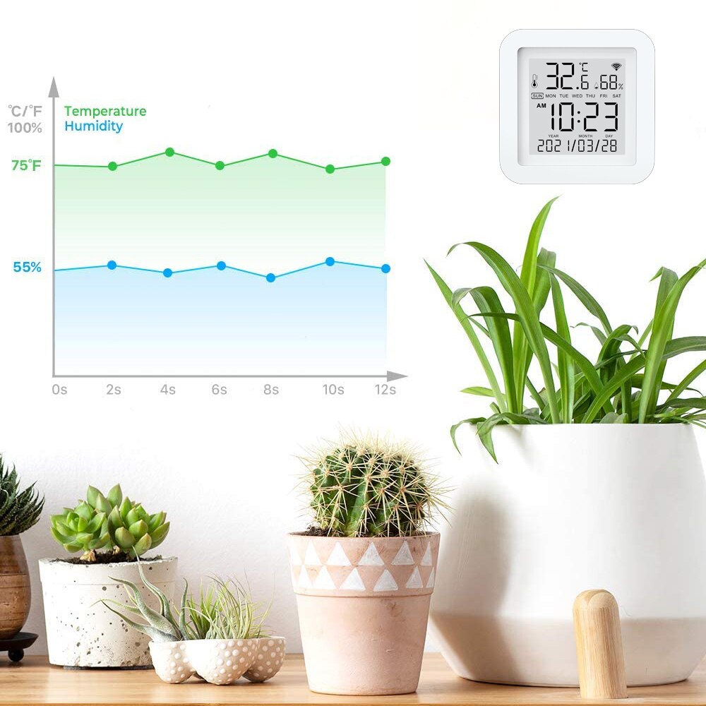 Thermomètre hygromètre WIFI, jauge d&#39;humidité et de température avec moniteur à distance, fonctionne avec Smart Life Alexa Google assistant Tuya