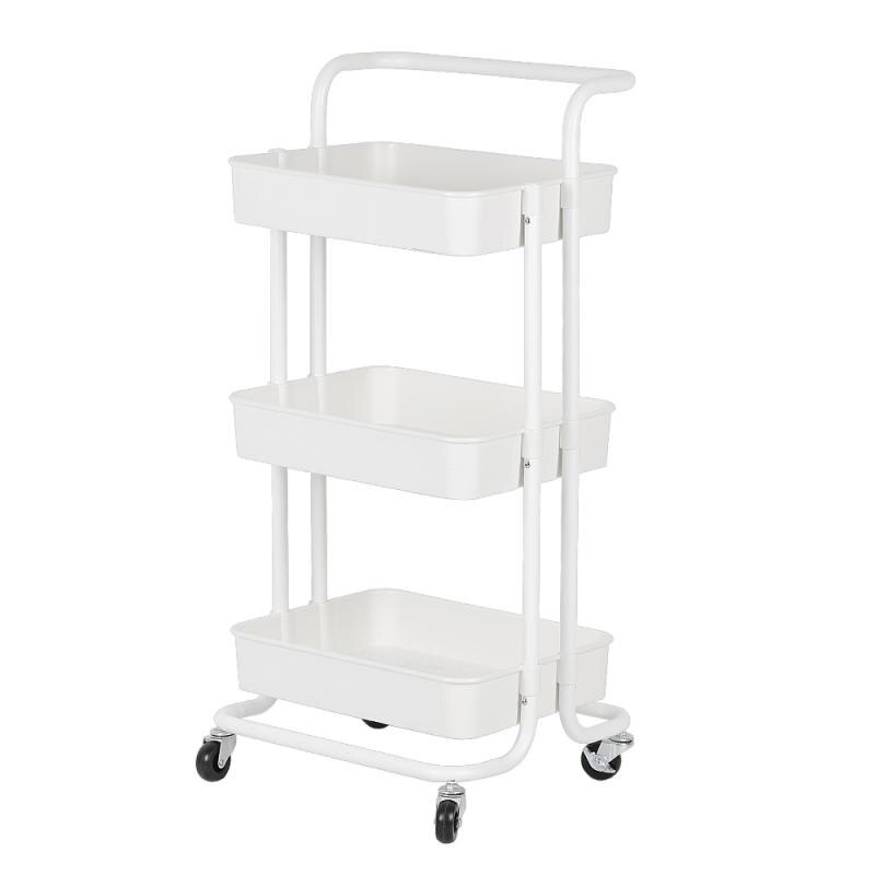 Kitchen Storage Carts Wheels Trolley Bathroom Storage Organization Cart With Wheels Storage Shelves Bathroom Accessories HWC: White