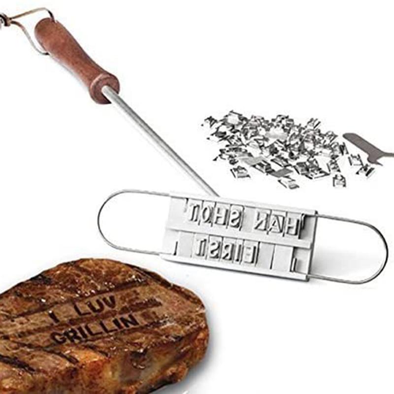 Bbq brändäys rauta tee itse grilli kirjain painettu bbq pihvi työkalu persoonallisuus pihvi lihagrillaus lihapihvi nimimerkintä 55 kirjainta