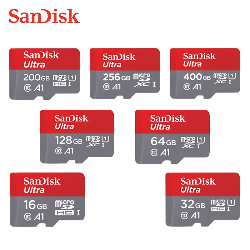 Sandisk-tarjeta micro sd con adaptador, 16GB, 32GB, 64GB, 128GB, tarjeta de memoria de 200GB, 256GB, Clase 10, 400GB, tarjeta tf