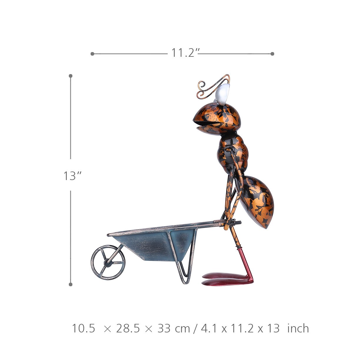 13inch Ant Sculpture Iron Cartoon Ant With Removable Bucket Garden or Desk Decor Succulent Flower Pot Trinket Storage: Light Green