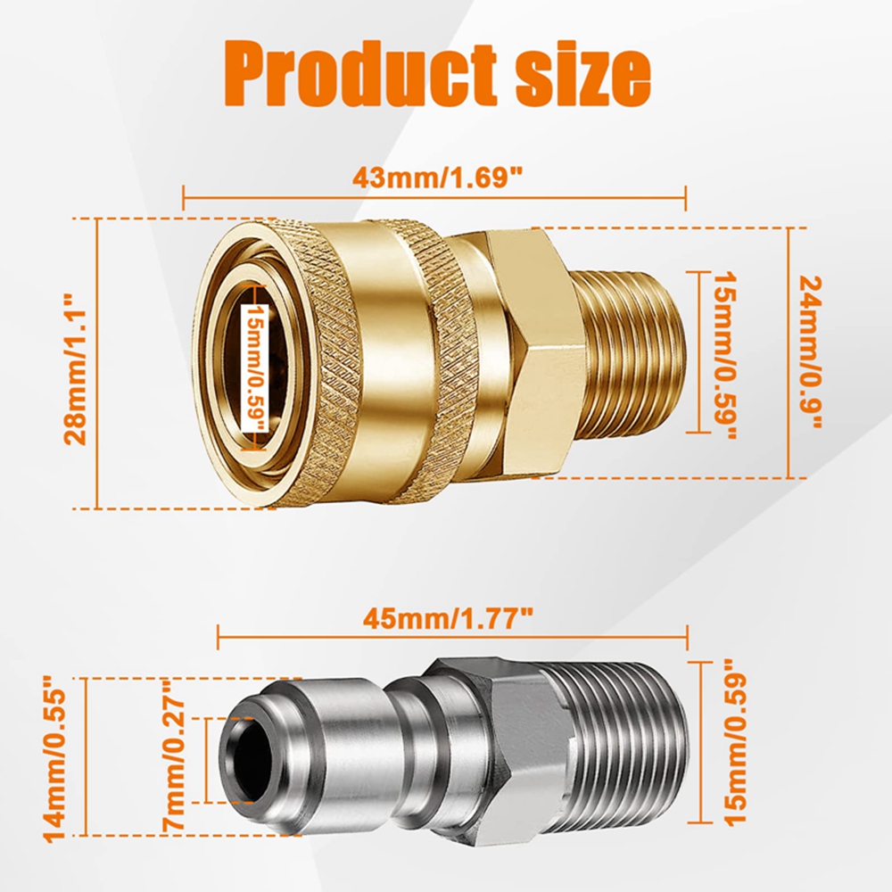1/4 Inch Pressure Washer Couplers Quick Connect Male Female Connector Fittings Adapters Garden Urban Tool Irrigation Washing