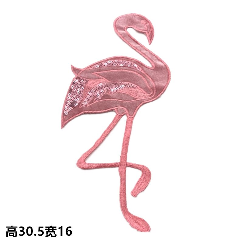 GODIER bordado gran flamingo crane insignias de tela bordado parche bordado de cuentas de placa de accesorios de vestir