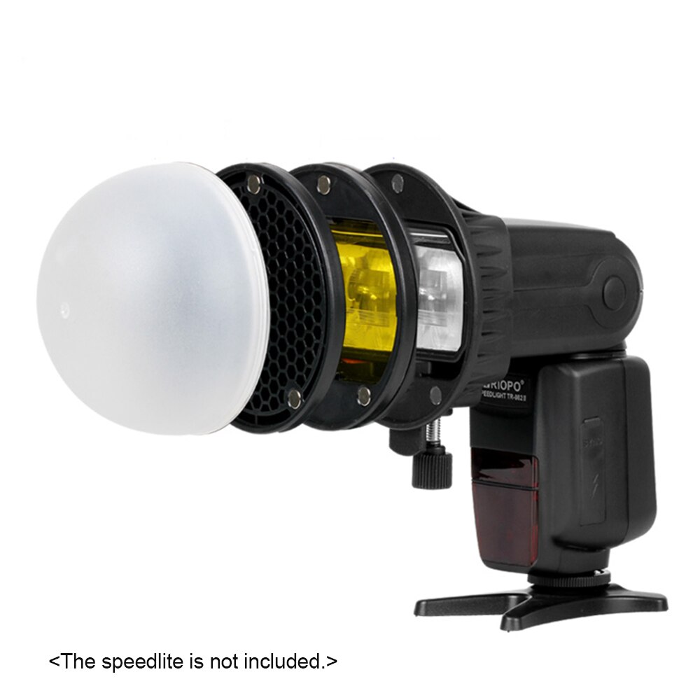 Triopo flash light modifier tilbehørssæt m/ magnetisk monteringsadapter+diffuser kugle+farve gel filtre til canon nikon sony godox