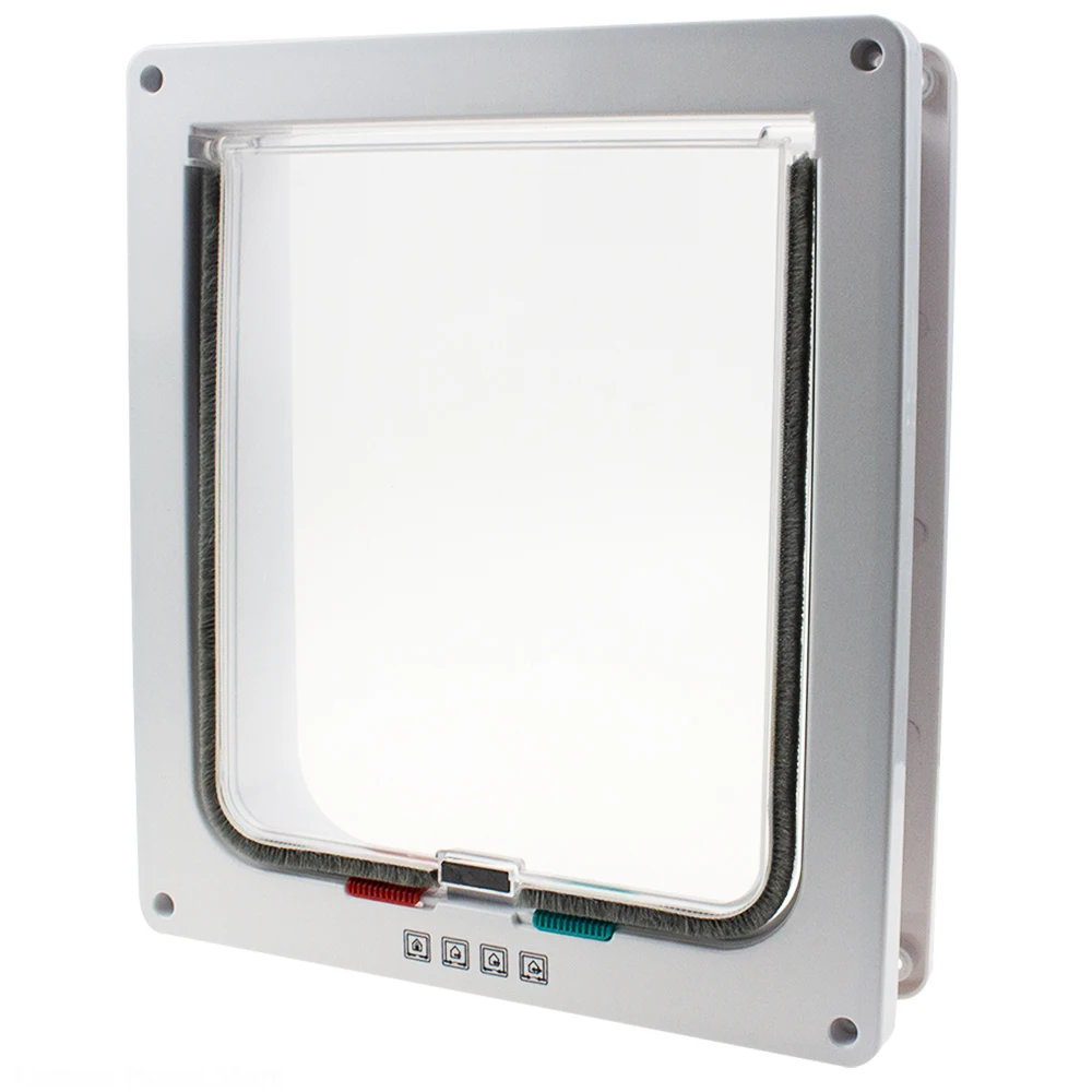 Flap Door Cats with 4 Way Security Lock Flap Door for Small Dogs Cats Kitten Plastic Small Pet Gate Door Kit Home Cat Flap Doors: M 20X19X5.5cm / White