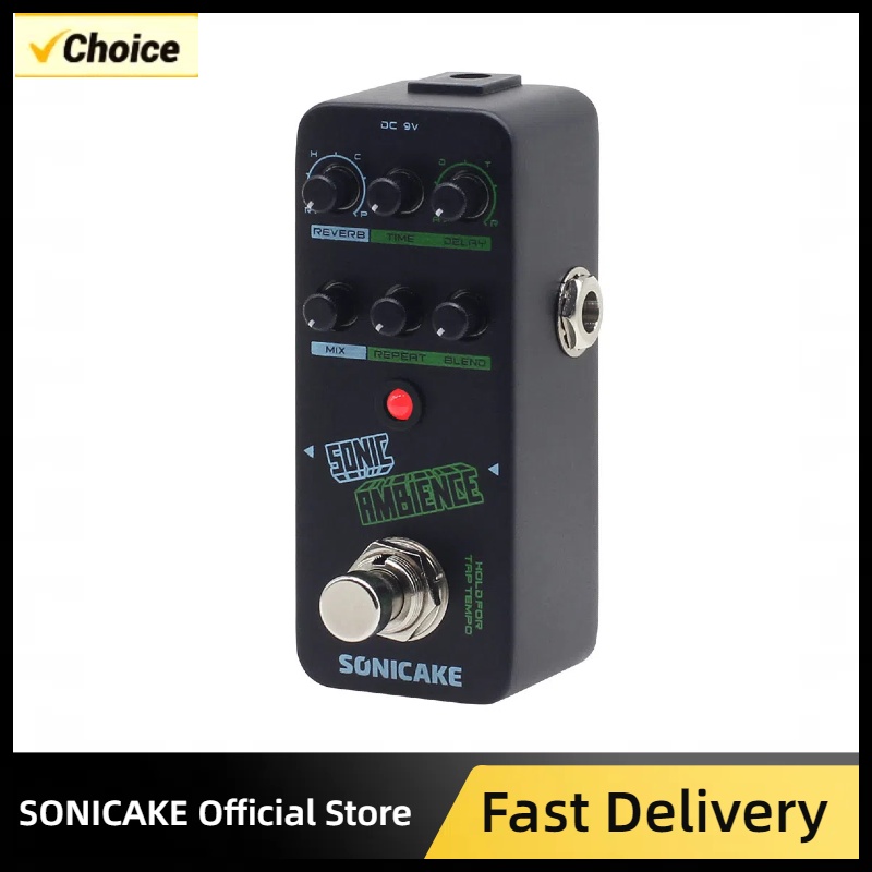 SONICAKE Sonic Ambience Multi Mode Tap Tempo Delay and Reverb 2 in 1 Guitar Bass Effects Pedal QSS-16