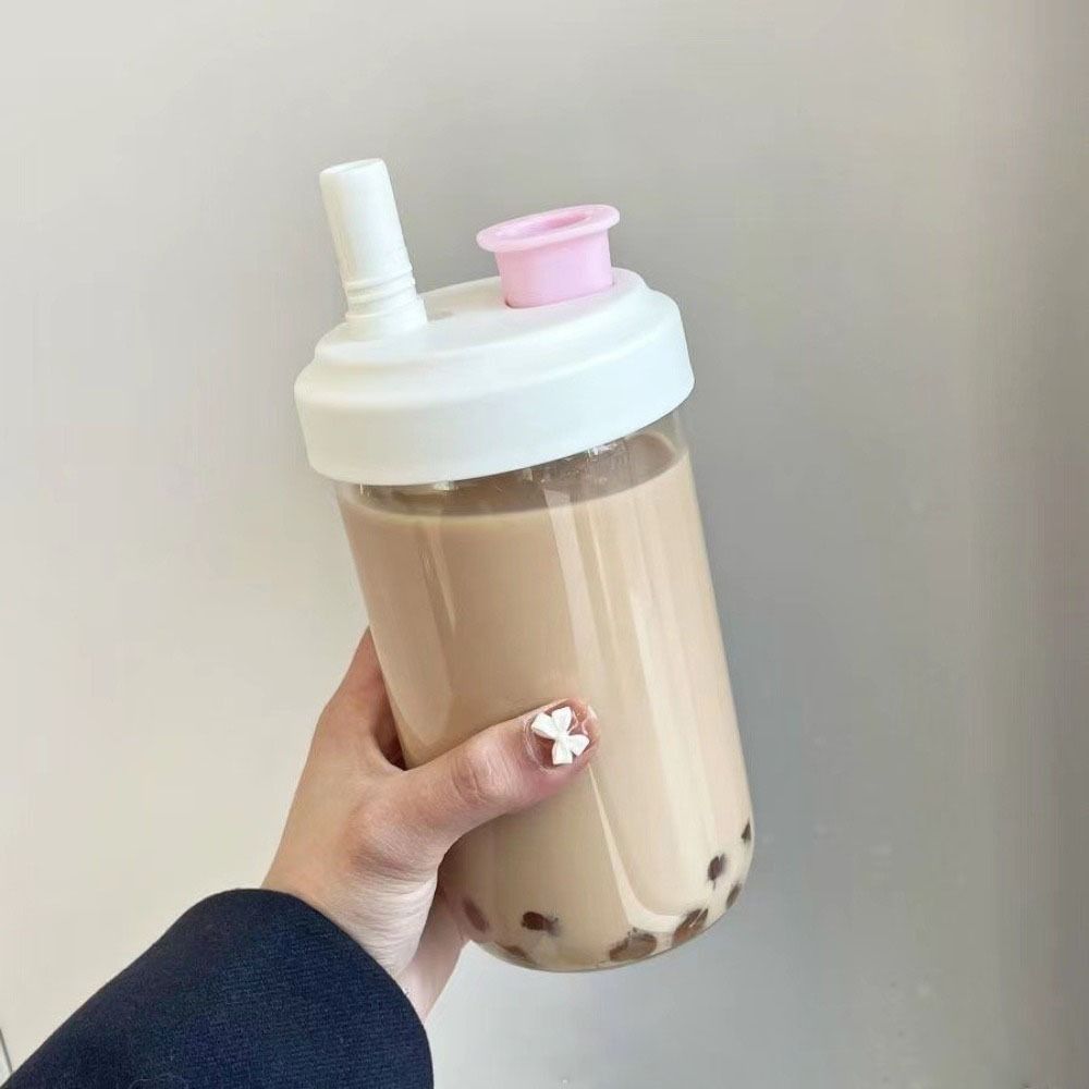 500/850 ml Waterflessen Sap Melk Plastic Beker met Deksel Stro Bubble Thee Koffiekopjes Transparante Grote Capaciteit drinkware