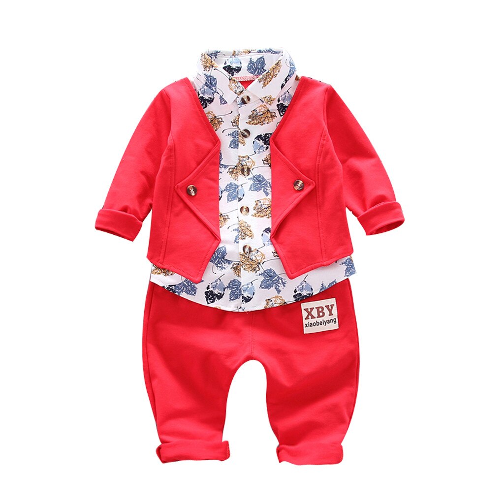 Bebê meninas roupas do miúdo do bebê menino gentry conjunto formal festa de batismo casamento smoking arco terno roupas de inverno recém-nascidos terno: Vermelho / 18 m
