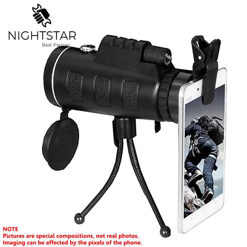 40 x 60 monokulær zoom hd optisk teleskop mobiltelefon linse observation survey camping teleskop med klips til smartphones