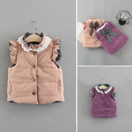 Kids Baby Meisjes Gilet Vest Jacket Mouwloze Winter Warm Vest 0-4 t