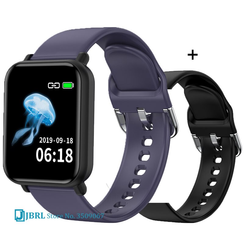 Children Full Touch Smart Wristband Girls Boys Smart Watch Swimming Kids Smartband Teen Fitness Bracelet Bluetooth Android IOS: purple add strap1