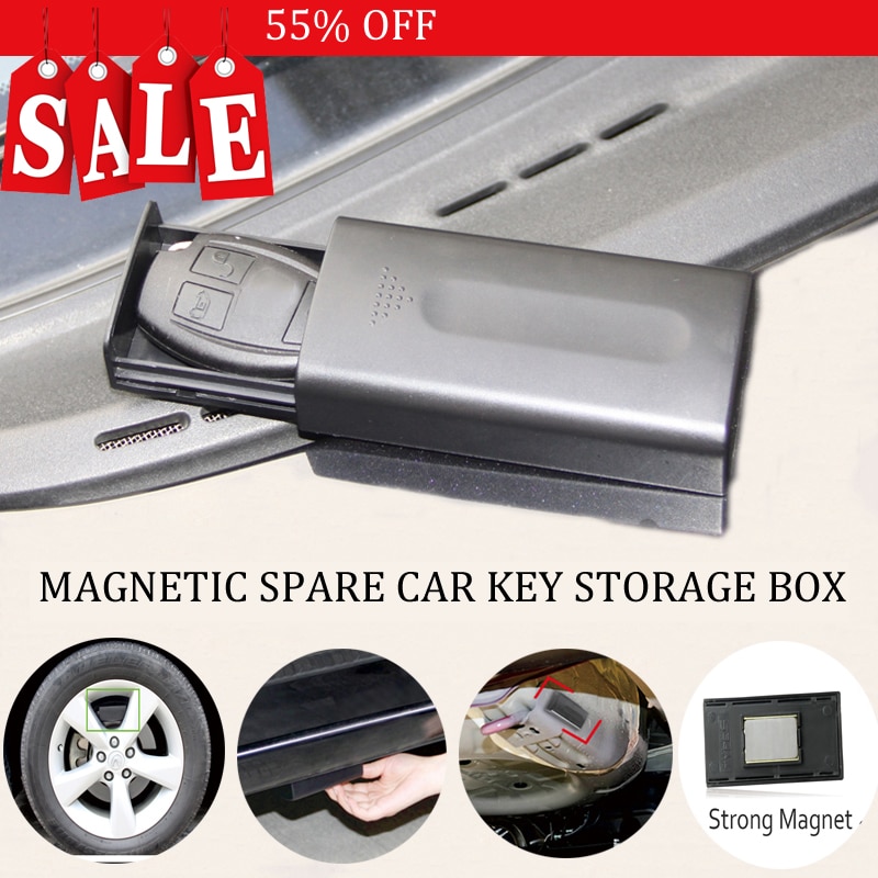 Sort nøgle pengeskab magnetisk bil nøgleholder kasse udendørs stash med magnet til hjemmekontor bil lastbil campingvogn hemmelig kasse