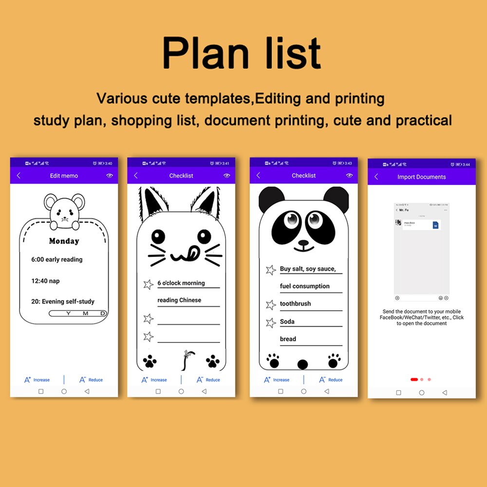 Brand Mini Photo Printer 1080P Instant Print Camera Wireless Thermal Label with 3 Roll Printer Paper for Travel List Work Memo