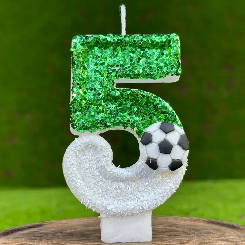 Velas De Cumpleaños De Fútbol Con Números Para Pastel Verde Número 2