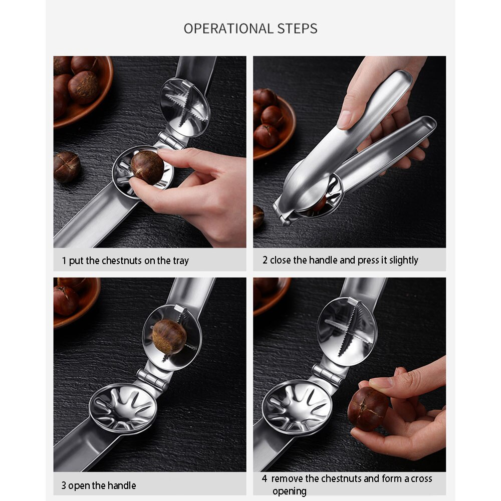 Premium 2-In-1 Quick Chestnut Clip Nut Cracker Sheller Walnut Pliers Metal Nut Opener 304 Stainless Steel Kitchen Tools