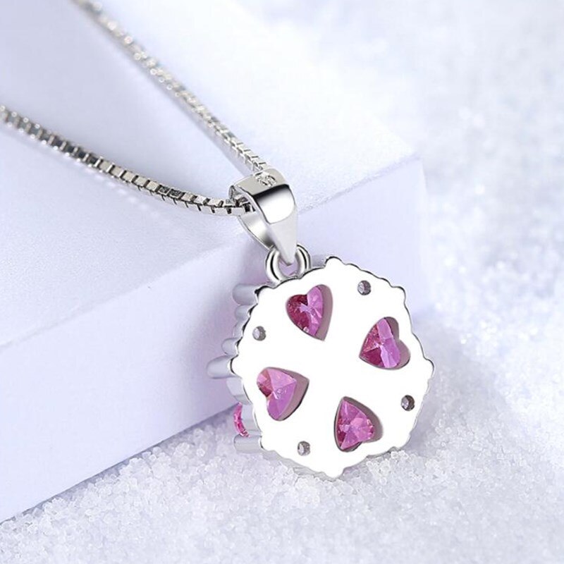 NEHZY S925 Stamp Silver Women&#39;s Jewelry Retro Simple Pink Crystal Zircon Pendant Necklace Long 45CM