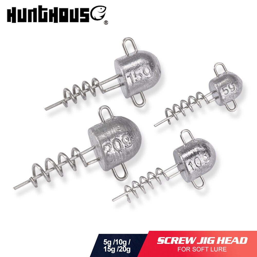 Hunthouse soft lure 5g 10g 15g 20g fishing lead head screw head jig head for big shad fishing tool fishing equipment