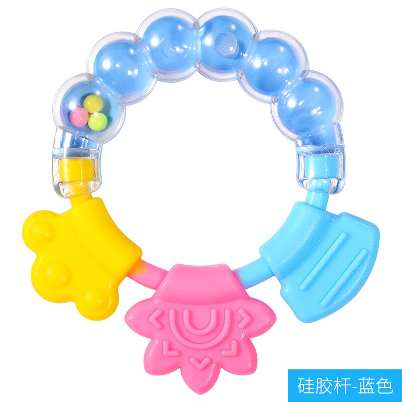 1PC Baby Chewable Rattle Circle Newborn Shower Baby Teethers Baby Teething Molar Sticks Silicone Teethers: D