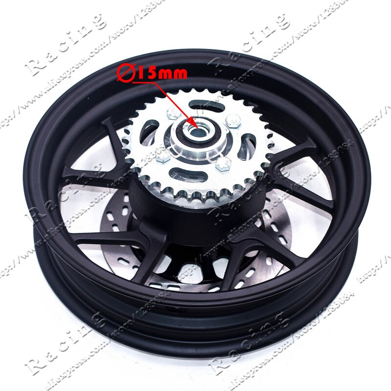 Piñón trasero de 2,75-12 pulgadas con dientes #428-34 y placa de disco de 200mm de diámetro, llanta de rueda de vacío para motocicleta Dirt Pit Bike