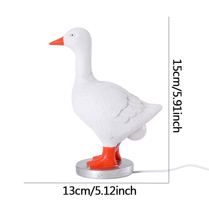 Lampă de noapte cu ou de rață, lampă de noapte cu pui, animal simulat, carnaval de paște, ornament de pui, ziua de naștere, decor pentru casă, lampă de noapte de masă: Alb