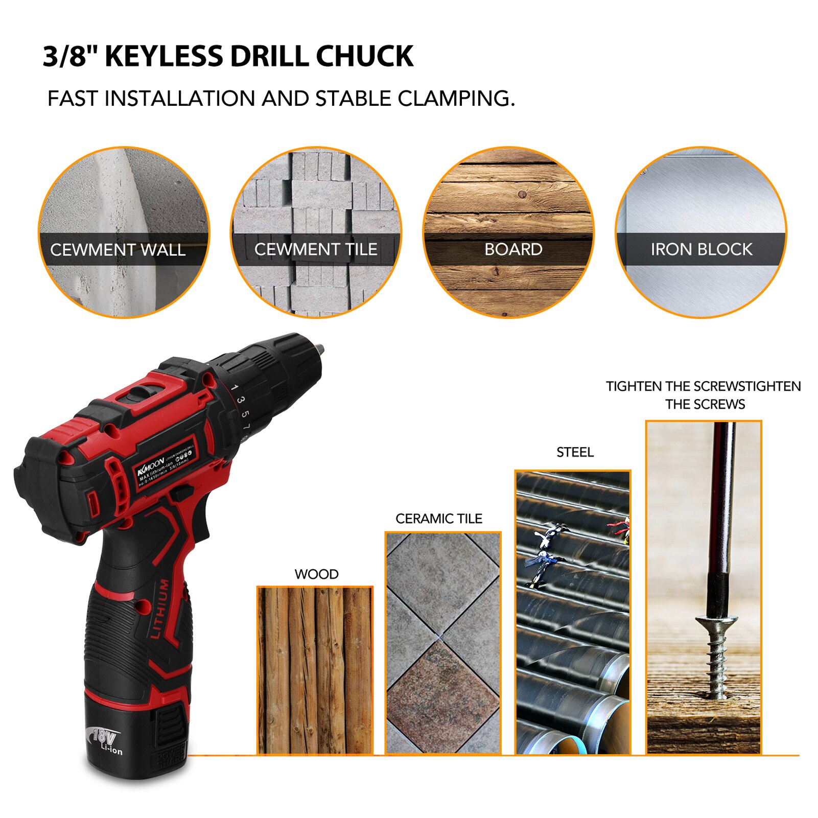 21V Electric Cordless Drill High-power Lithium Battery Wireless Rechargeable Hand Drills Brush Motor DIY Electric Power Tools
