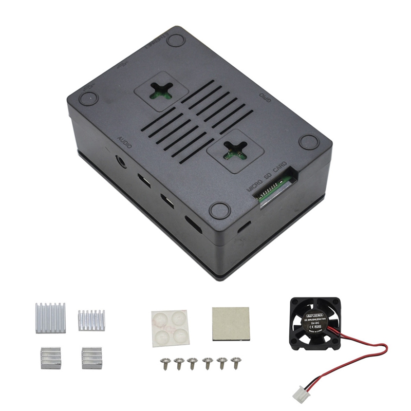 Voor Raspberry Pi 4B Beschermende Abs Case Behuizing Met Koelventilator Zilver Aluminium Heatsink Voor Raspberry Pi 4 Model B