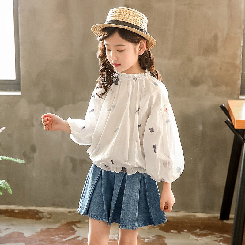 Summer Teenage Girls Denim Shorts Jeans Skirt Shorts Elastic Waist School Girls Shorts RT407