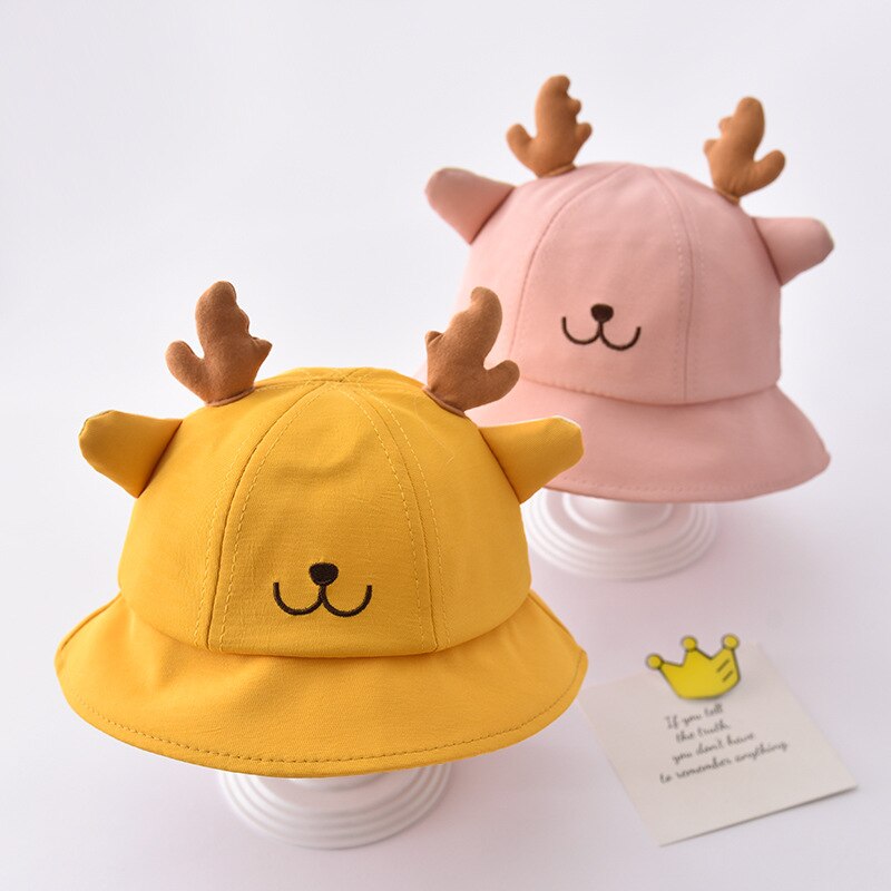2022 Baby Bucket Hat Summer Leisure Sun Cap Animal Embroidery Boys Girls Fisherman Hats Kids Wide Brim Panama Caps