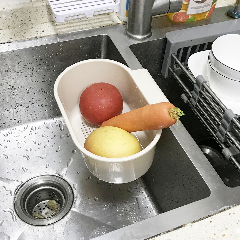 Küche Waschbecken Sieb Ablauf Gemüse Obst Abtropffläche Korb Saugnapf Schwamm Halfter Lagerung Gestell Waschbecken Filter Regal